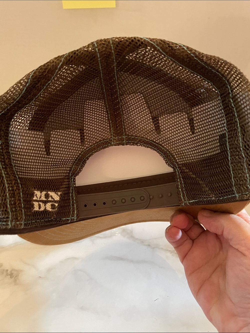Pukka Corduroy Front Trucker Hat in Mint & Brown modern native - Picture 2 of 3